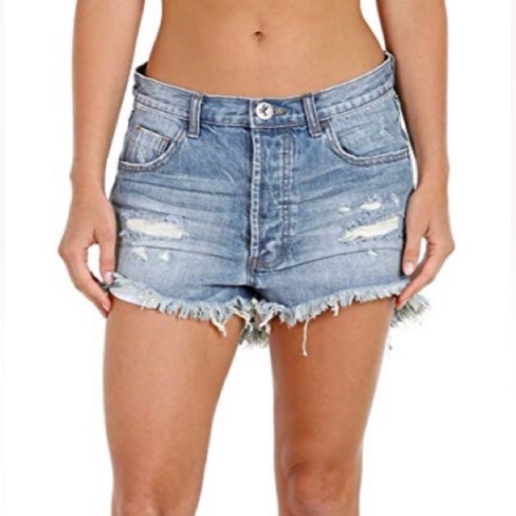 One Teaspoon Outlaws Distressed Button Fly Jean Shorts size 25 - Picture 1 of 7